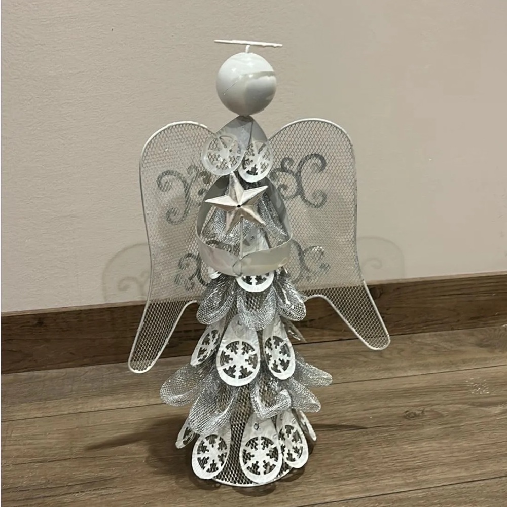 Silver and White Holiday Angel Figurine